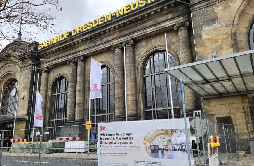 Bahnhof Neustadt Dresden mit Bauarbeiten und Sanierungen
